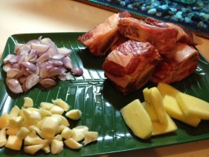 Beef short ribs, ginger, garlic, shallots