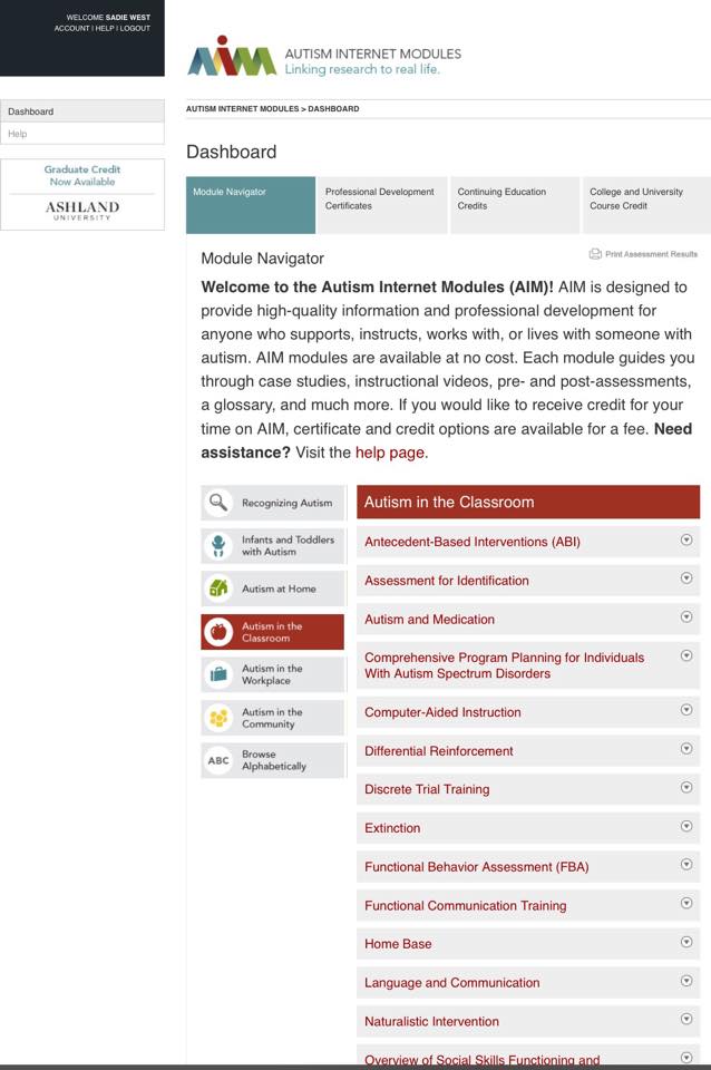 autism internet modules