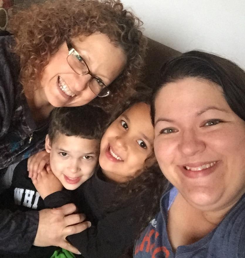 The author with her daughter and grandchildren, Liv and Jordan